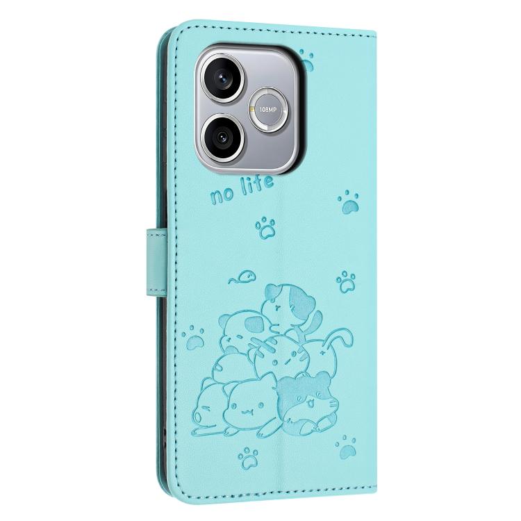 For Honor 600 Lite Global Embossed Kitten Phone Leather Case with Lanyard