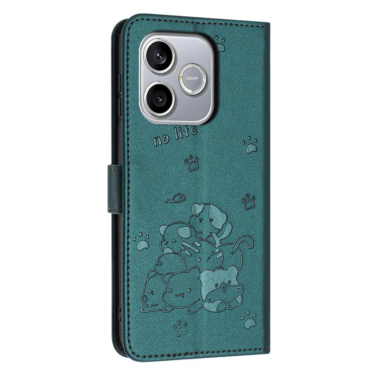 For Honor 600 Lite Global Embossed Kitten Phone Leather Case with Lanyard