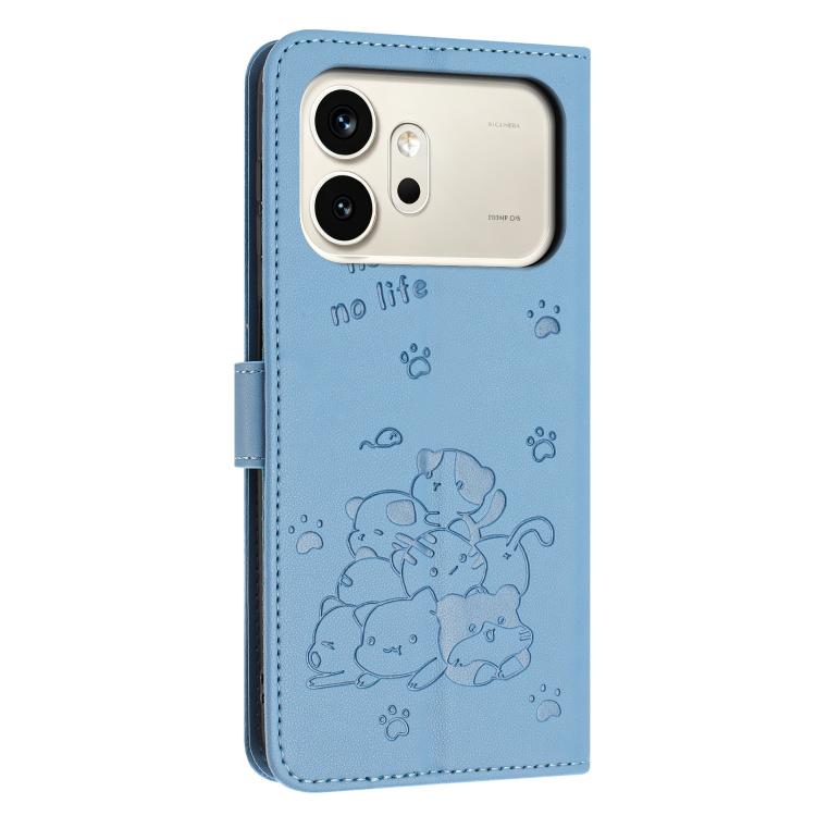 For Honor 600 / 600 Pro Global Embossed Kitten Phone Leather Case with Lanyard