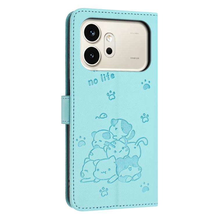 For Honor 600 / 600 Pro Global Embossed Kitten Phone Leather Case with Lanyard