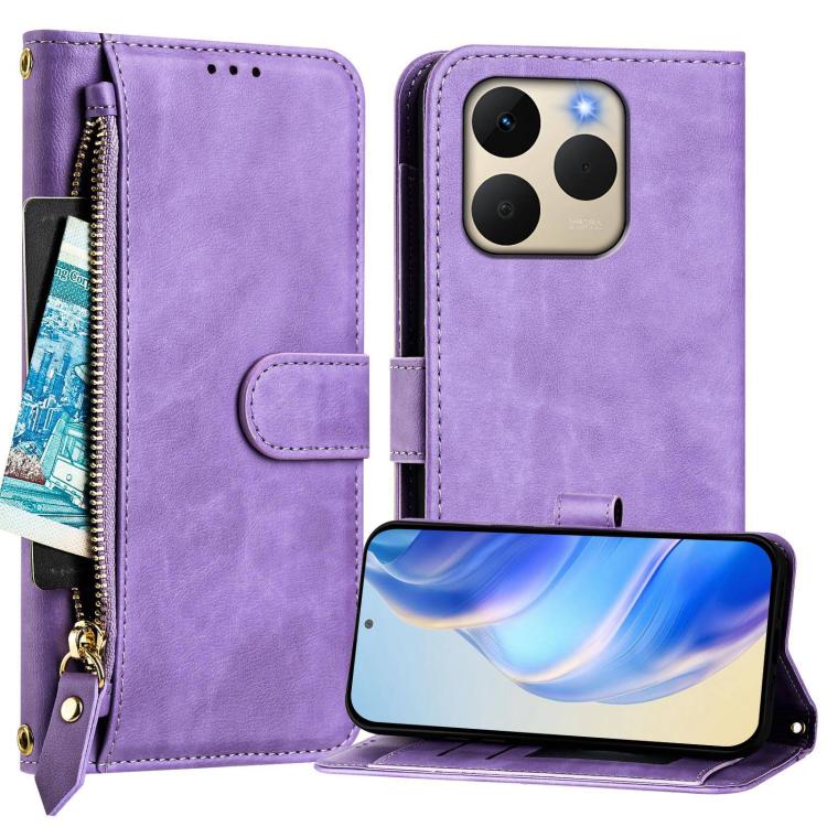 For Realme 15T 5G Global Multi-Card Slots Zipper Wallet Leather Phone Case