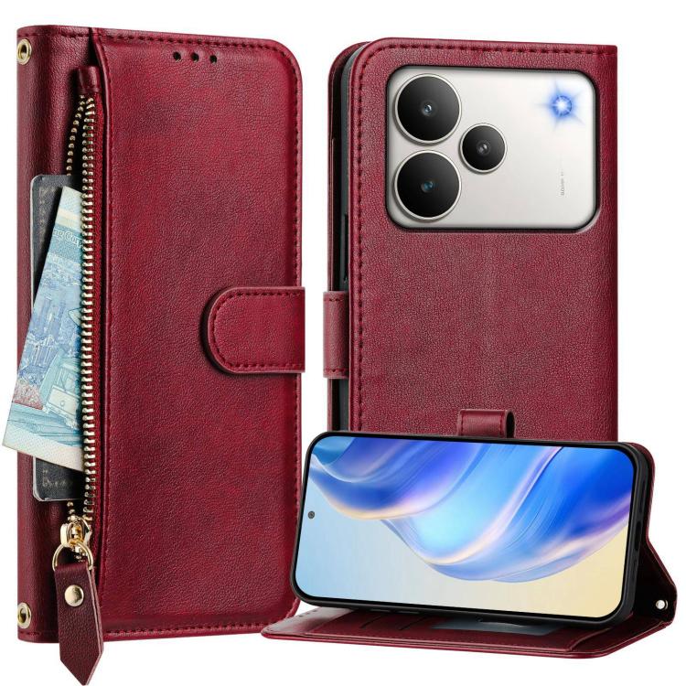 For Realme P4 Multi-Card Slots Zipper Wallet Leather Phone Case