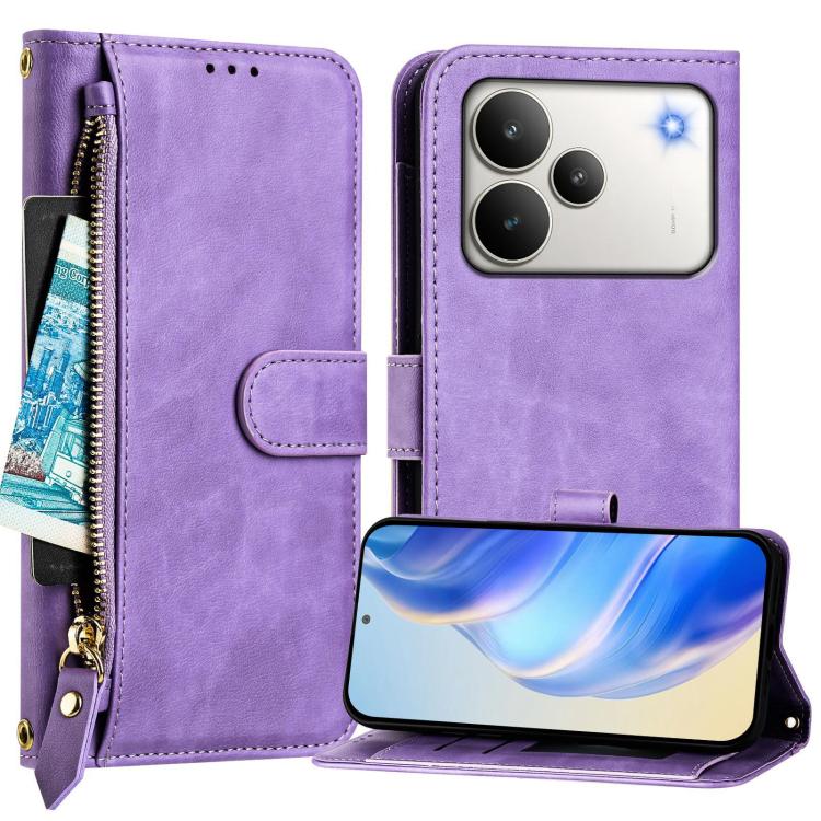For Realme P4 Multi-Card Slots Zipper Wallet Leather Phone Case