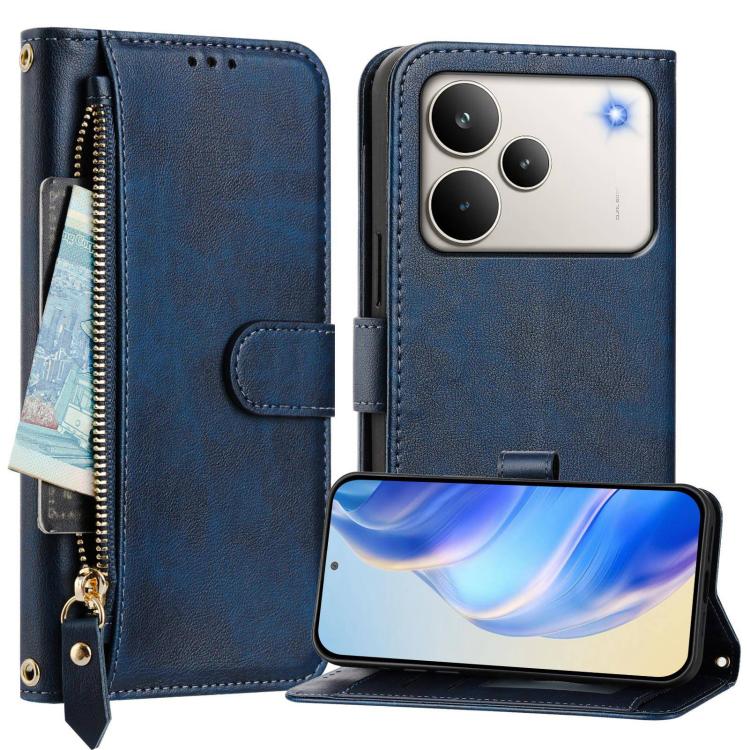For Realme P4 Pro 5G Multi-Card Slots Zipper Wallet Leather Phone Case