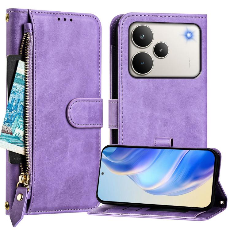 For Realme P4 Pro 5G Multi-Card Slots Zipper Wallet Leather Phone Case
