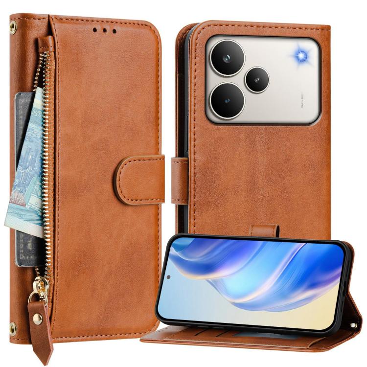For Realme P4 Pro 5G Multi-Card Slots Zipper Wallet Leather Phone Case