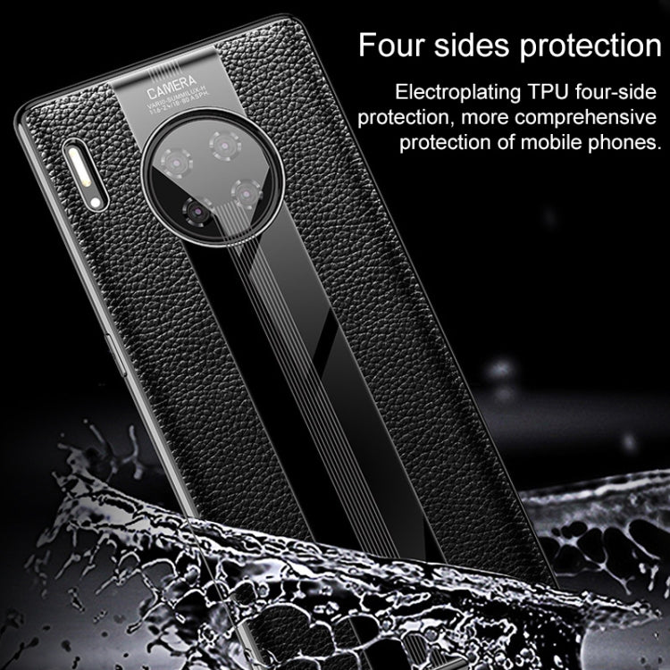 For Huawei Mate 30 Pro First Layer Cowhide + Glass Back Protective Case