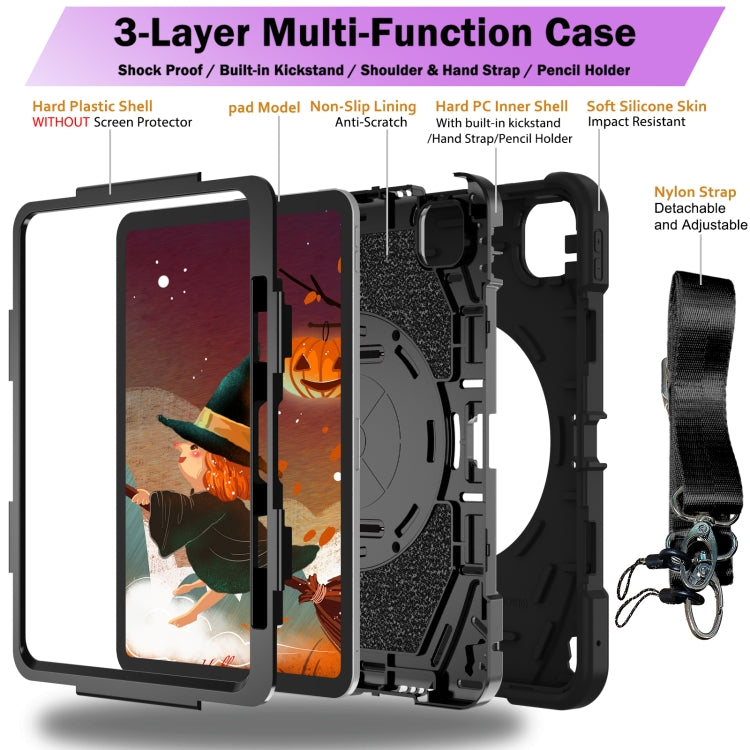 For iPad Pro 11 2025 / 2024 Bat Hand Grip Turntable Stand Tablet Case