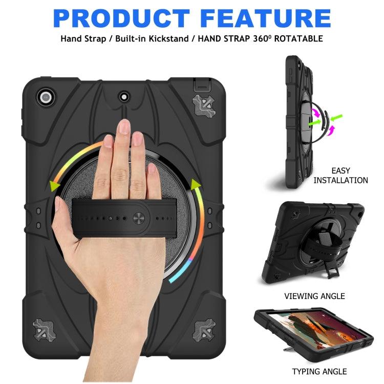 For iPad 9.7 2018 / 2017 / Air 2 Bat Hand Grip Turntable Stand Tablet Case
