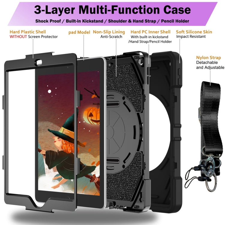 For iPad 9.7 2018 / 2017 / Air 2 Bat Hand Grip Turntable Stand Tablet Case