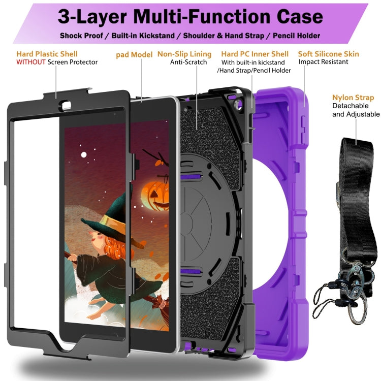 For iPad 9.7 2018 / 2017 / Air 2 Bat Hand Grip Turntable Stand Tablet Case