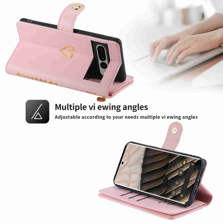 For Google Pixel 7 Pro POLA Love Multi-Card Slots Zipper Wallet Leather Phone Case