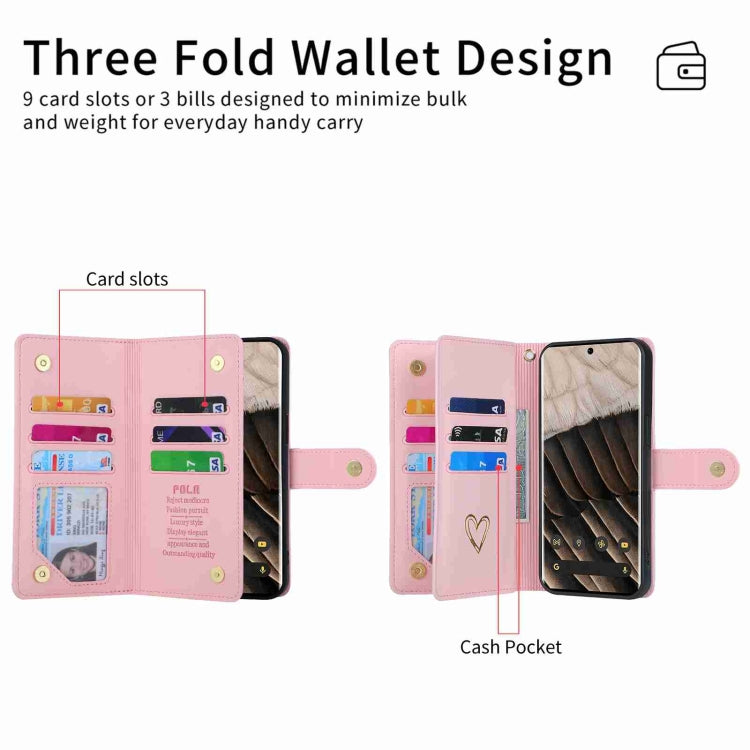 For Google Pixel 7 Pro POLA Love Multi-Card Slots Zipper Wallet Leather Phone Case