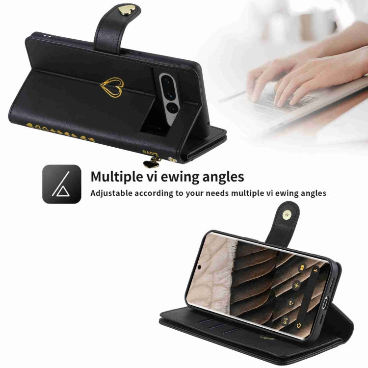 For Google Pixel 7 Pro POLA Love Multi-Card Slots Zipper Wallet Leather Phone Case