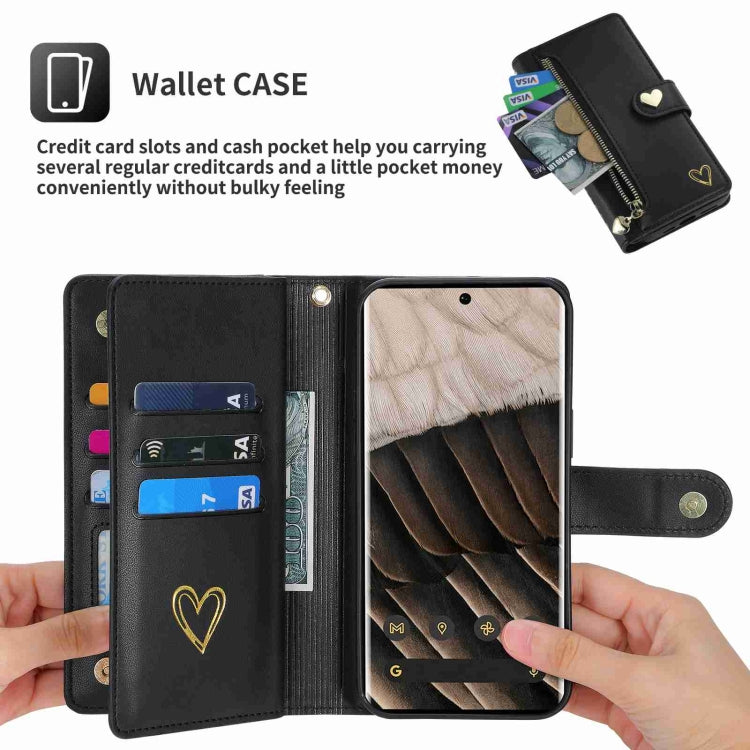 For Google Pixel 7 Pro POLA Love Multi-Card Slots Zipper Wallet Leather Phone Case