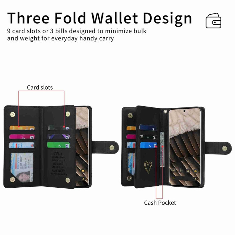 For Google Pixel 7 Pro POLA Love Multi-Card Slots Zipper Wallet Leather Phone Case