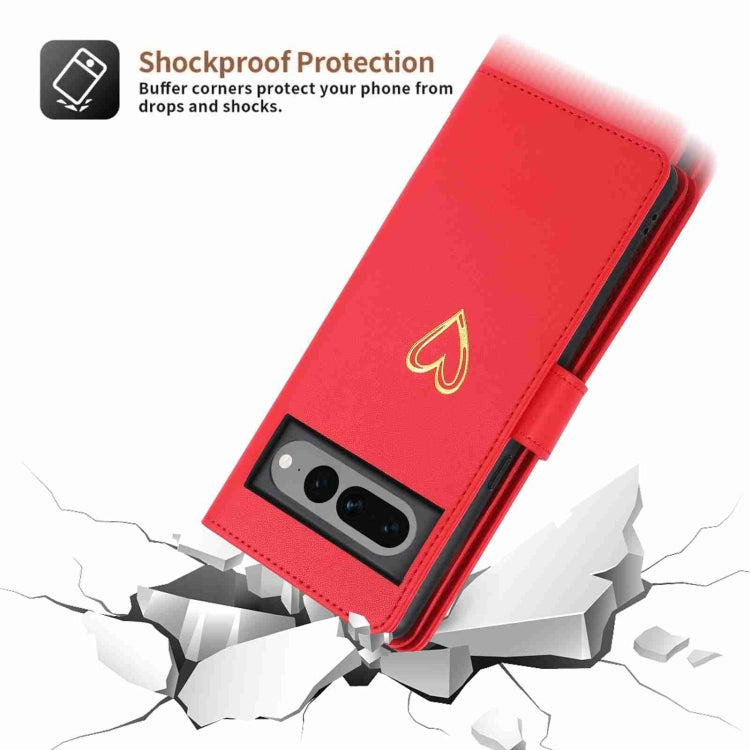 For Google Pixel 7 Pro POLA Love Multi-Card Slots Zipper Wallet Leather Phone Case