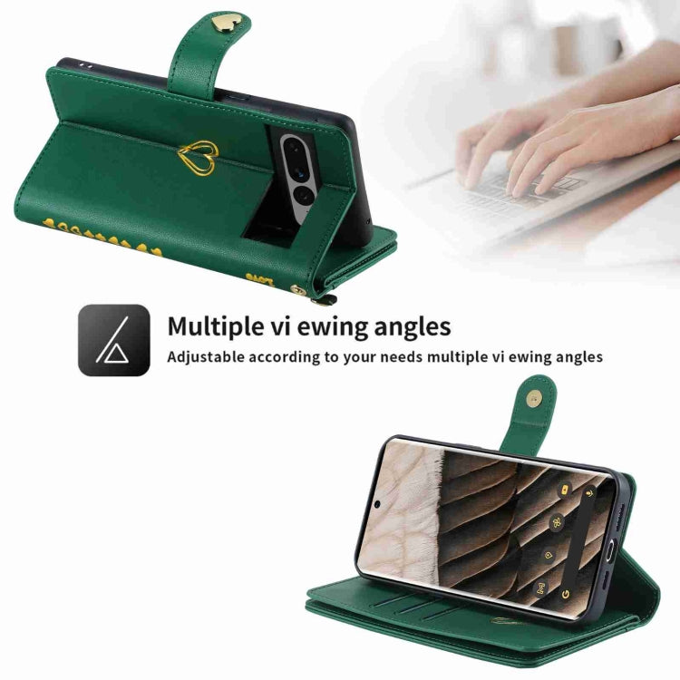 For Google Pixel 7 Pro POLA Love Multi-Card Slots Zipper Wallet Leather Phone Case