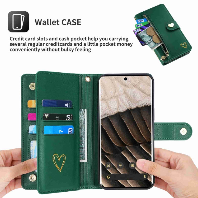 For Google Pixel 7 Pro POLA Love Multi-Card Slots Zipper Wallet Leather Phone Case