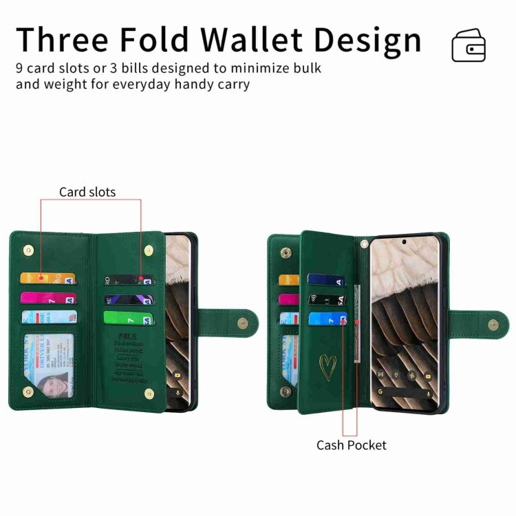 For Google Pixel 7 Pro POLA Love Multi-Card Slots Zipper Wallet Leather Phone Case