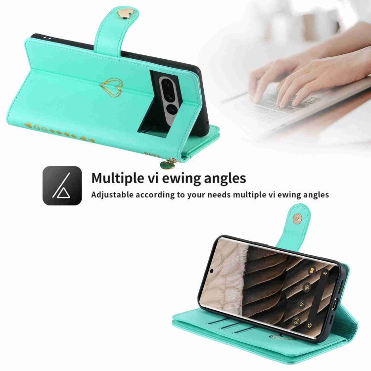 For Google Pixel 7 Pro POLA Love Multi-Card Slots Zipper Wallet Leather Phone Case