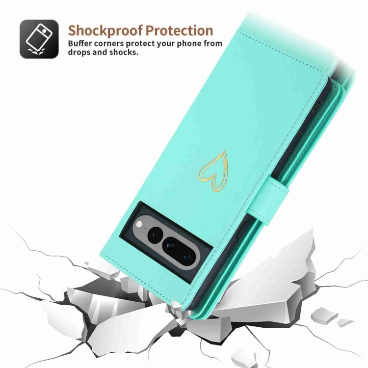 For Google Pixel 7 Pro POLA Love Multi-Card Slots Zipper Wallet Leather Phone Case
