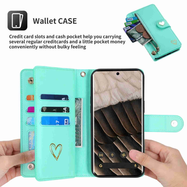 For Google Pixel 7 Pro POLA Love Multi-Card Slots Zipper Wallet Leather Phone Case