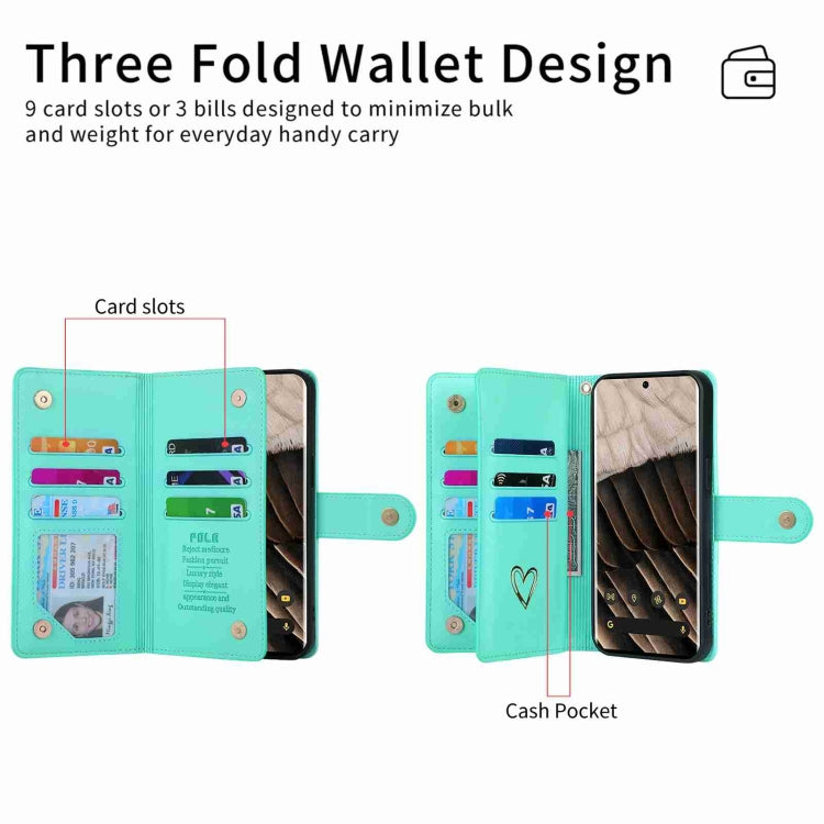 For Google Pixel 7 Pro POLA Love Multi-Card Slots Zipper Wallet Leather Phone Case