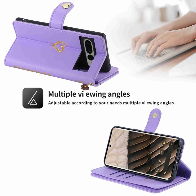 For Google Pixel 7 Pro POLA Love Multi-Card Slots Zipper Wallet Leather Phone Case