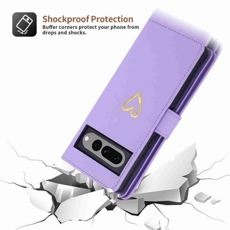 For Google Pixel 7 Pro POLA Love Multi-Card Slots Zipper Wallet Leather Phone Case
