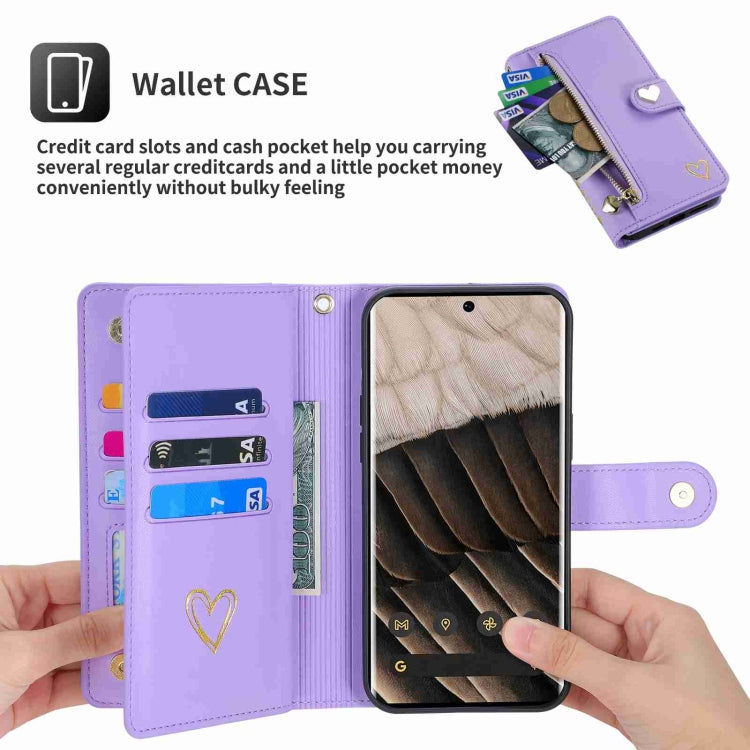 For Google Pixel 7 Pro POLA Love Multi-Card Slots Zipper Wallet Leather Phone Case