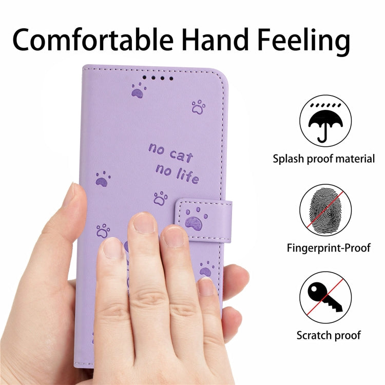 For itel A50C Embossed Kitten Phone Leather Case with Lanyard