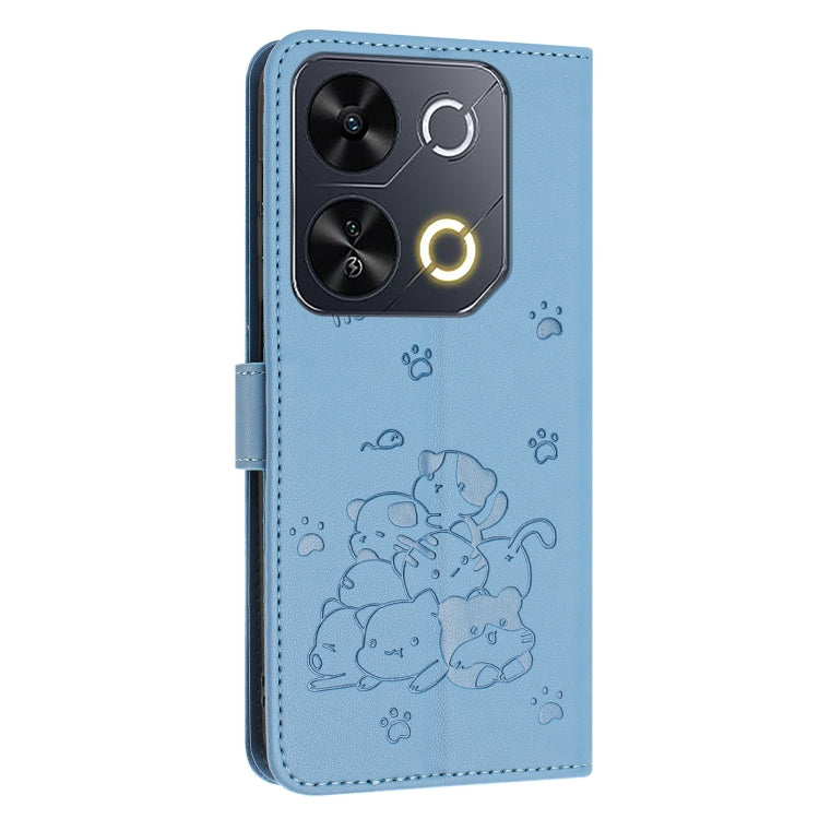 For itel P65 4G / P671L Embossed Kitten Phone Leather Case with Lanyard