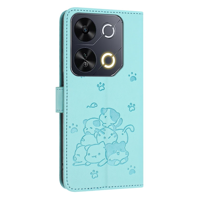 For itel P65 4G / P671L Embossed Kitten Phone Leather Case with Lanyard