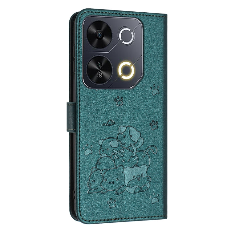 For itel P65 4G / P671L Embossed Kitten Phone Leather Case with Lanyard