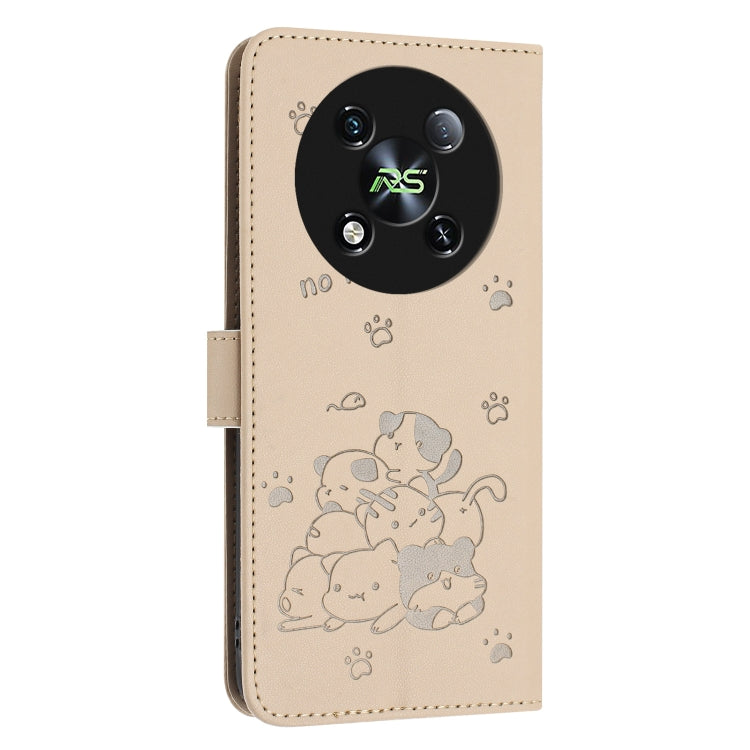 For itel RS4 Embossed Kitten Phone Leather Case with Lanyard