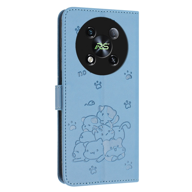 For itel RS4 Embossed Kitten Phone Leather Case with Lanyard