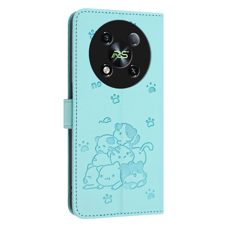 For itel RS4 Embossed Kitten Phone Leather Case with Lanyard