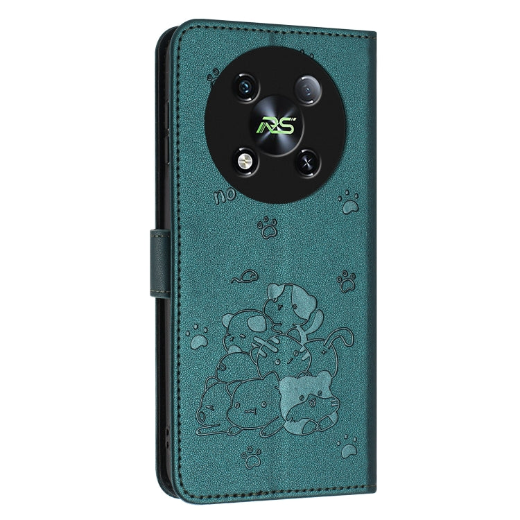 For itel RS4 Embossed Kitten Phone Leather Case with Lanyard