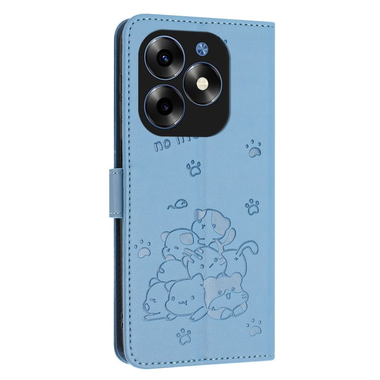 For itel S23+ Embossed Kitten Phone Leather Case with Lanyard