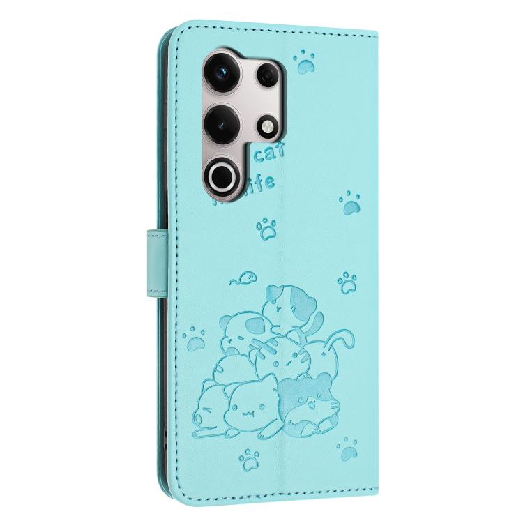 For itel S25 Ultra Embossed Kitten Phone Leather Case with Lanyard