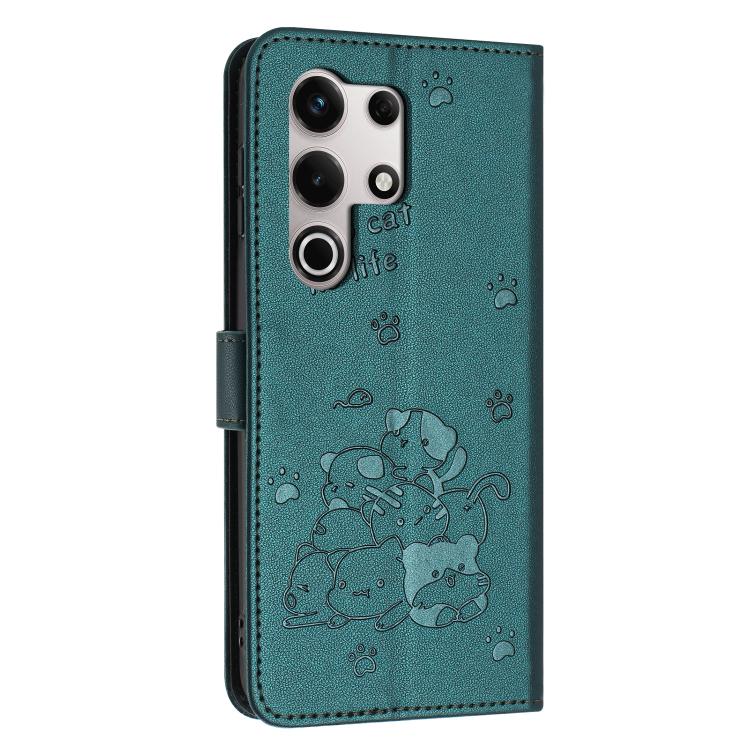 For itel S25 Ultra Embossed Kitten Phone Leather Case with Lanyard
