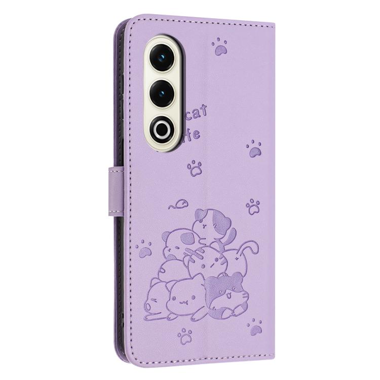 For itel S25 Embossed Kitten Phone Leather Case with Lanyard