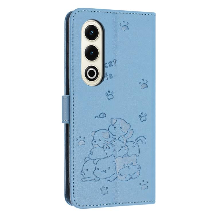 For itel S25 Embossed Kitten Phone Leather Case with Lanyard