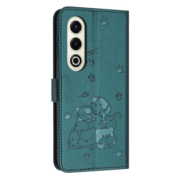 For itel S25 Embossed Kitten Phone Leather Case with Lanyard