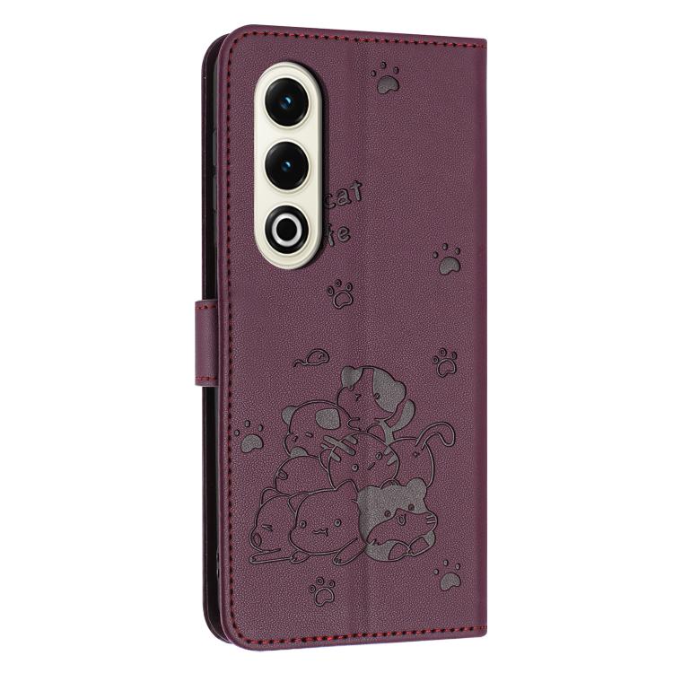 For itel S25 Embossed Kitten Phone Leather Case with Lanyard