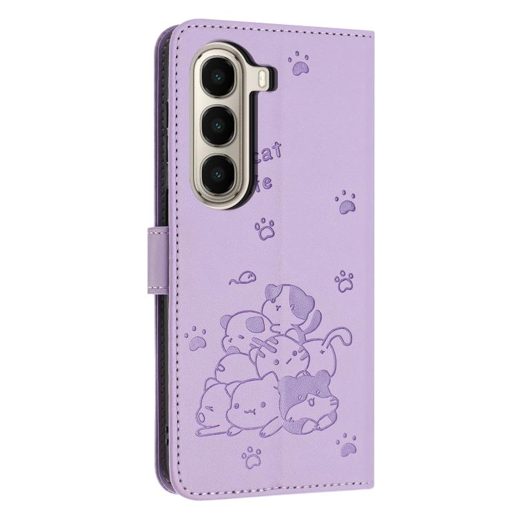 For itel A95 5G Embossed Kitten Phone Leather Case with Lanyard