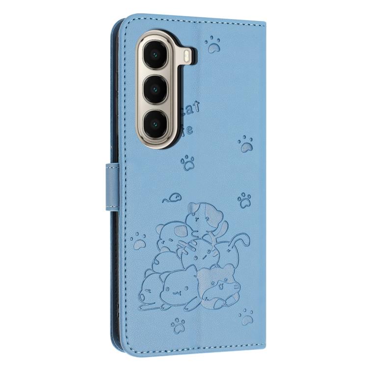 For itel A95 5G Embossed Kitten Phone Leather Case with Lanyard