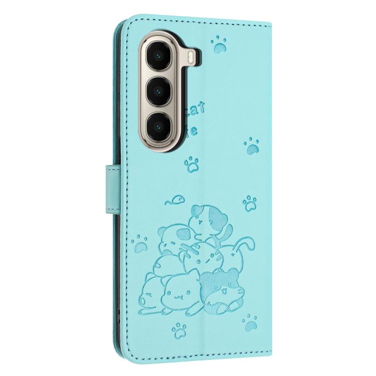 For itel A95 5G Embossed Kitten Phone Leather Case with Lanyard