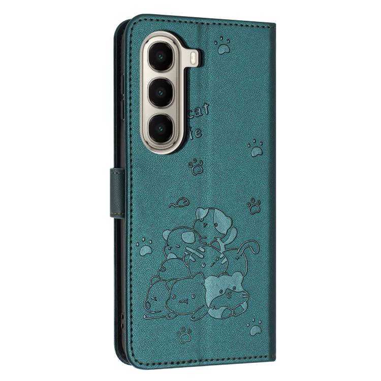 For itel A95 5G Embossed Kitten Phone Leather Case with Lanyard